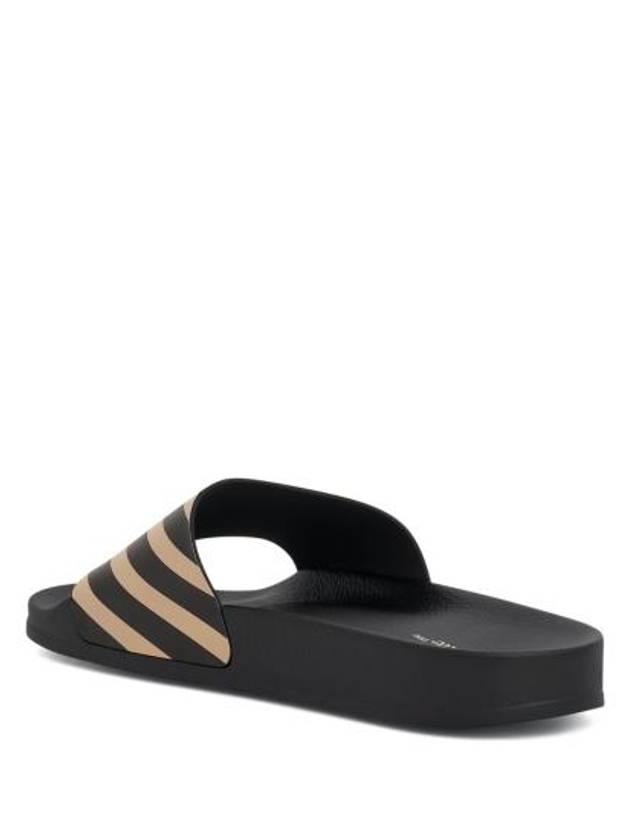 Diag Stripe Print Slippers Black Beige - OFF WHITE - BALAAN 4