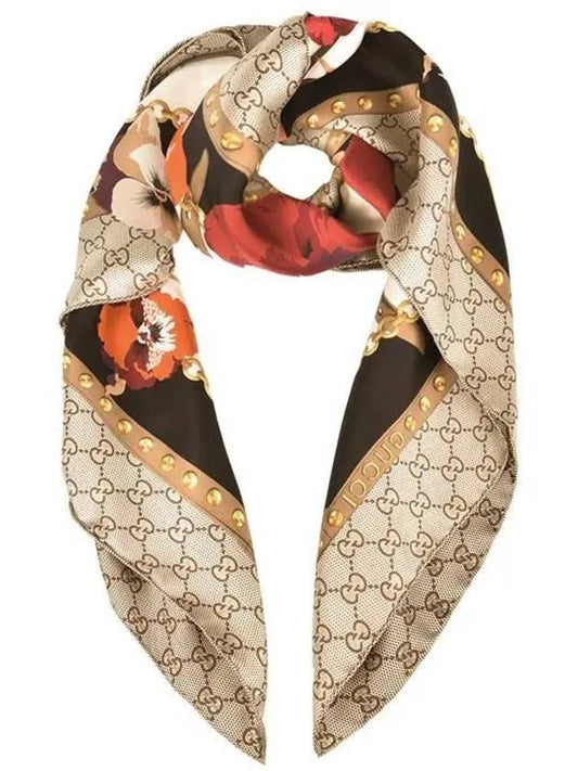 GUCCI Flower Print Silk Scarf Pink 508796 3G001 1070 - GUCCI - BALAAN