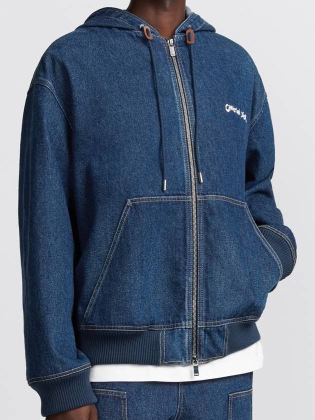 Cotton Tag Hooded Denim Jacket Blue - DIOR - BALAAN 3