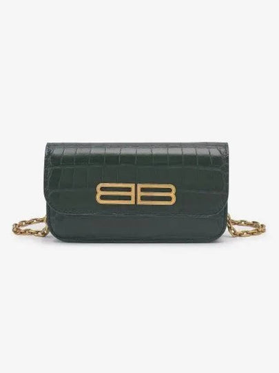 Gossip BB Logo Crocodile Chain Shoulder Bag Green - BALENCIAGA - BALAAN 2