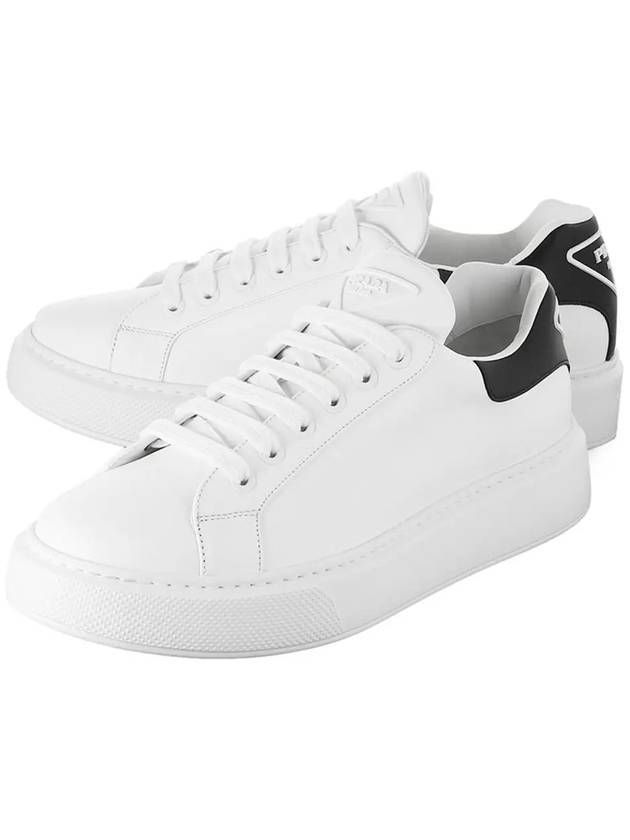 Triangle Logo Leather Low Top Sneakers White - PRADA - BALAAN 5