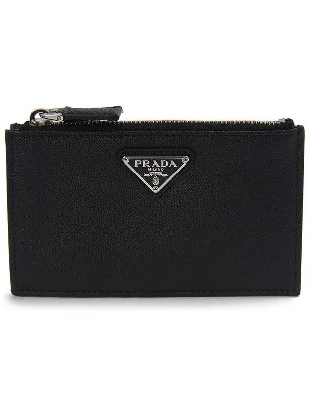 Triangle Logo Zipper Card Wallet Black - PRADA - BALAAN 2