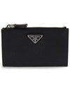 Triangle Logo Zipper Card Wallet Black - PRADA - BALAAN 3