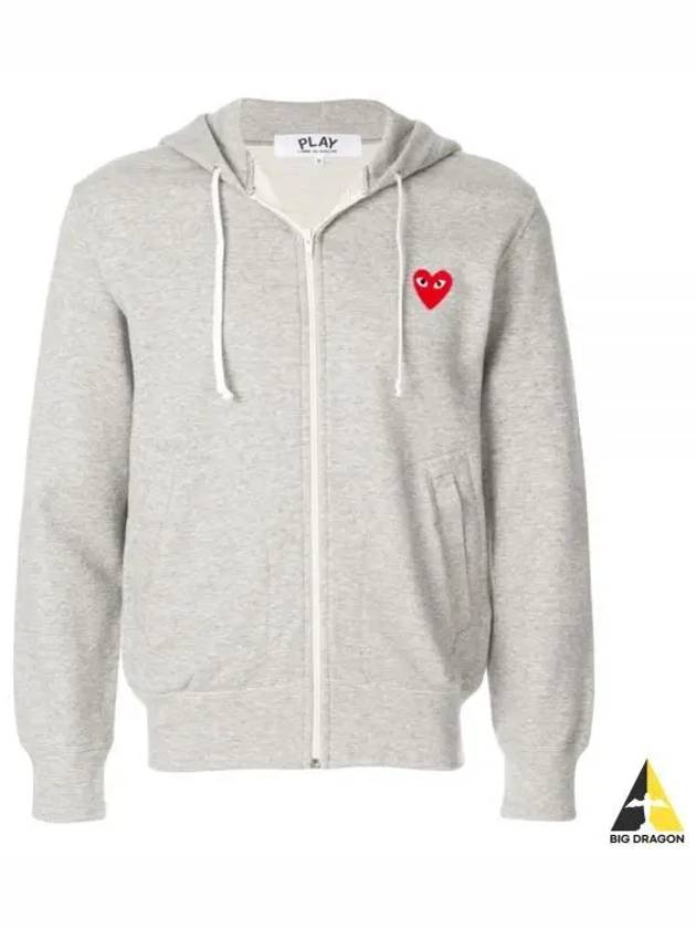 Men's Red Heart Waffen Zip Up Hoodie Grey P1 T168 1 - COMME DES GARCONS - BALAAN 2