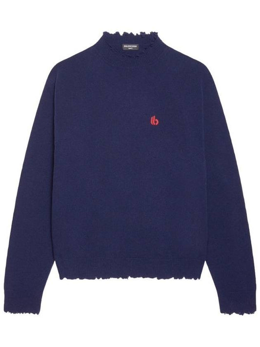 B Logo Knit Top Navy - BALENCIAGA - BALAAN 2