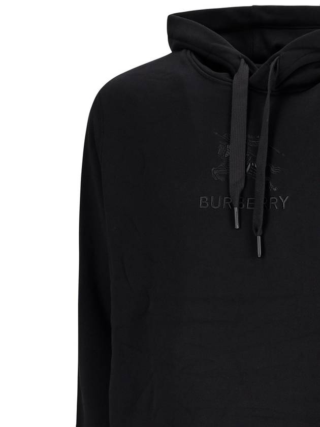 Embroidered Logo Cotton Hoodie Black - BURBERRY - BALAAN 4