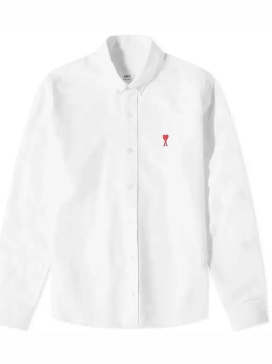 Men's Mini Heart Button Down Oxford Shirt - AMI - BALAAN.