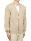 Heart Logo V-Neck Cashmere Cardigan Heather Champagne - AMI - BALAAN 4