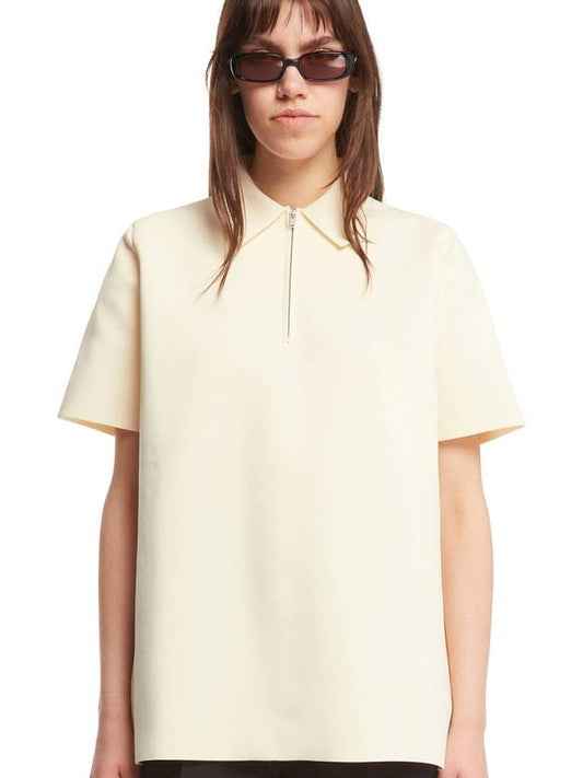 Straight Hem Zipper Short Sleeve Polo Shirt Ivory - JIL SANDER - BALAAN 2