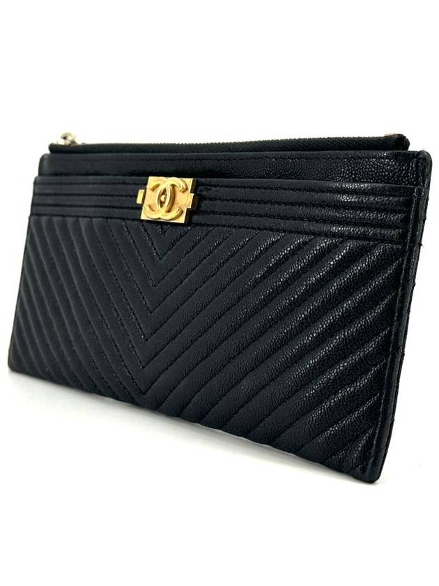 Caviar Boy Chevron Bill Pouch Long Wallet - CHANEL - BALAAN 3