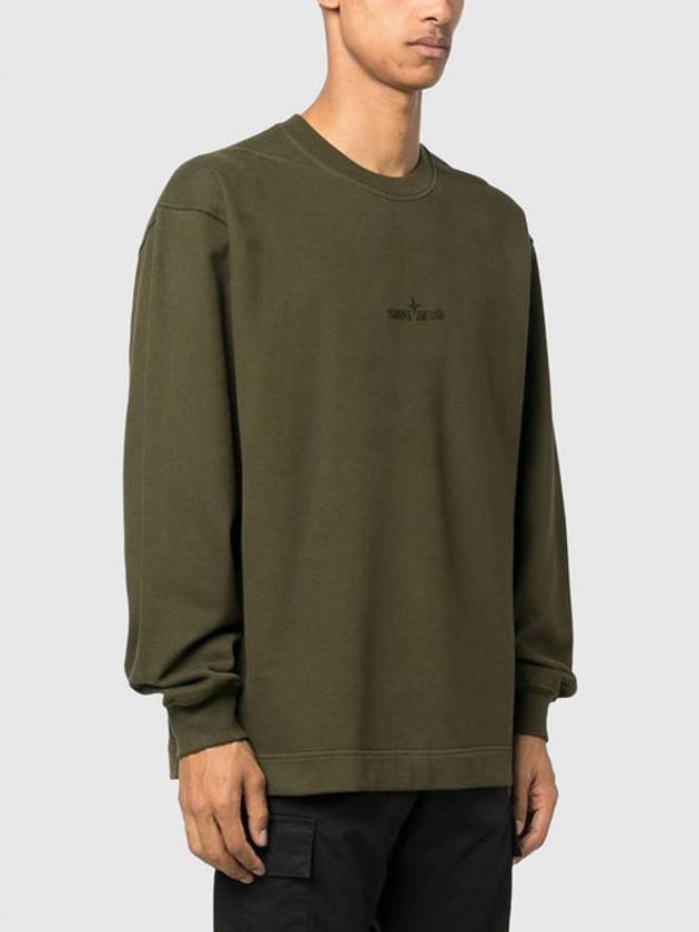 Crew Neck  Brushed Cotton Fleece Sweatshirt Khaki - STONE ISLAND - BALAAN 2