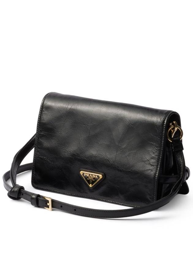 Triangle Logo Leather Shoulder Bag Black - PRADA - BALAAN 7