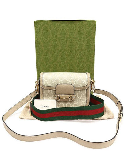 658574 GG Supreme Canvas Beige Leather Horsebit 1955 WEB Mini Cross Bag 2WAY - GUCCI - BALAAN 2