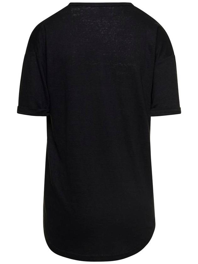 Koldi Linen Short Sleeve T-Shirt Black - ISABEL MARANT ETOILE - BALAAN 3