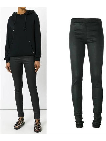 Women's Waxing Coated Skinny Pants Black - RICK OWENS - BALAAN 2