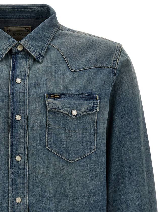 Denim Long Sleeve Shirt Blue - POLO RALPH LAUREN - BALAAN 4