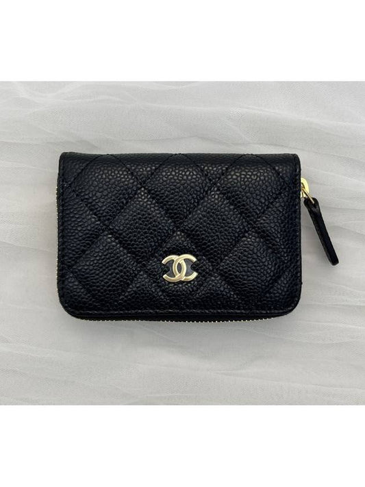 Classic Zipped Coin Purse Grained Calfskin & Gold Black - CHANEL - BALAAN 2