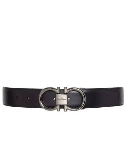 Gancini Reversible Adjustable Calfskin Leather Belt Black - SALVATORE FERRAGAMO - BALAAN 2