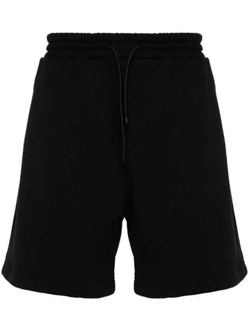 Logo Print Cotton Track Shorts Black - MSGM - BALAAN 1