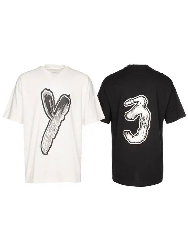 Graphic Logo Cotton Short Sleeve T-Shirt Black - Y-3 - BALAAN 8