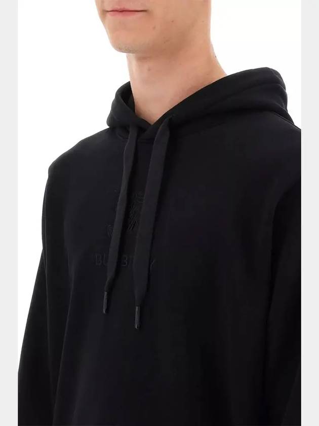 Embroidered EKD Logo Cotton Hoodie Black - BURBERRY - BALAAN 5