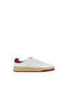 Crack Lace Up Calf Leather Low Top Sneakers White Red - SAINT LAURENT - BALAAN 2