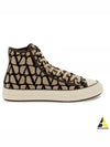 Men's Iconographe Canvas High Top Sneakers Beige - VALENTINO - BALAAN 2