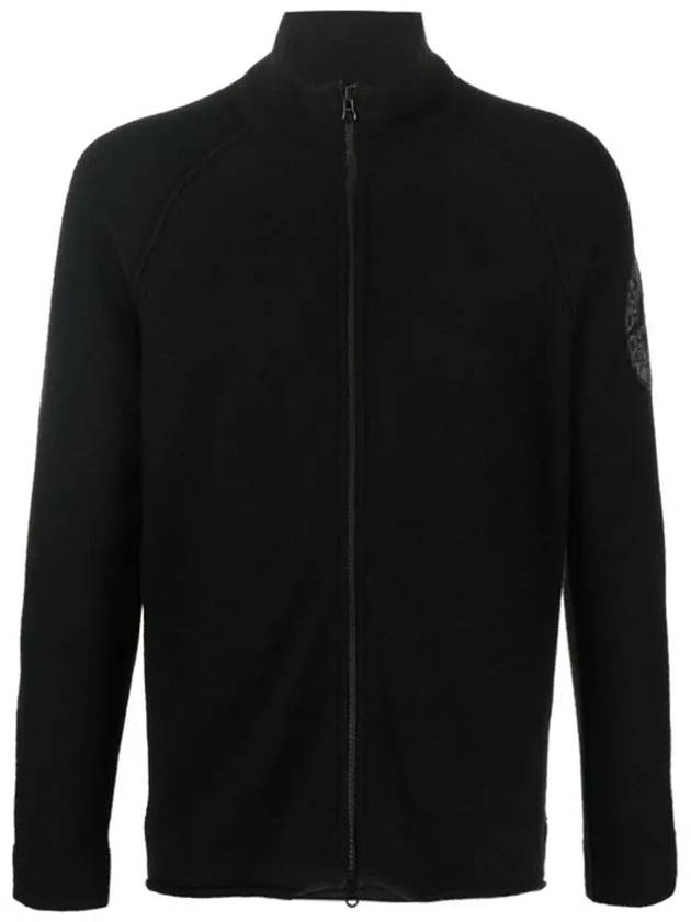 Lambswool Embroidered Full Zip Cardigan Black - STONE ISLAND - BALAAN 3