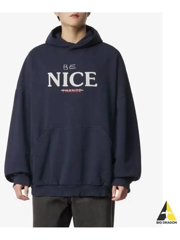 Be Nice Printed Hoodie Navy - BALENCIAGA - BALAAN 2