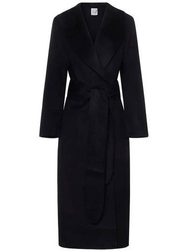 Robe Belt Wool Single Coat Black - TOTEME - BALAAN 1