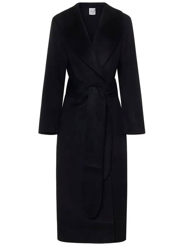 Robe Belt Wool Coat Black - TOTEME - BALAAN 1