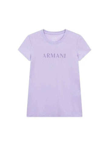 Women s Glitter Logo Easy T Shirt Light Purple - ARMANI EXCHANGE - BALAAN 1