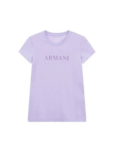 Women s Glitter Logo Easy T Shirt Light Purple - ARMANI EXCHANGE - BALAAN 1