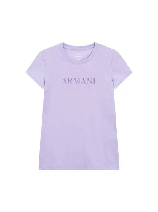 Women s Glitter Logo Easy T Shirt Light Purple - ARMANI EXCHANGE - BALAAN 1