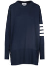 4 Bar Crew Neck Merino Wool Pullover Knit Top Navy - THOM BROWNE - BALAAN 2