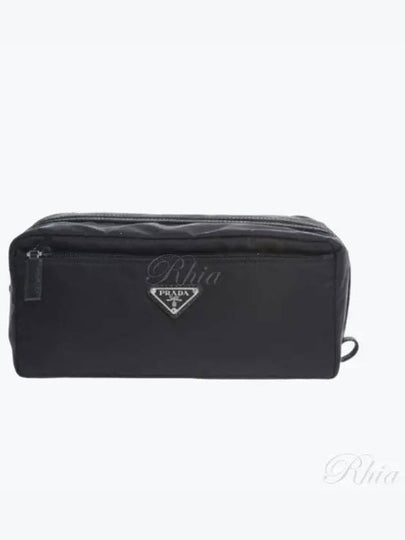 Triangle Logo Cosmetic Pouch Bag Black - PRADA - BALAAN 2