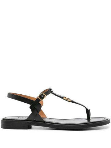 Marcie Leather Slides Sandals Black - CHLOE - BALAAN 1