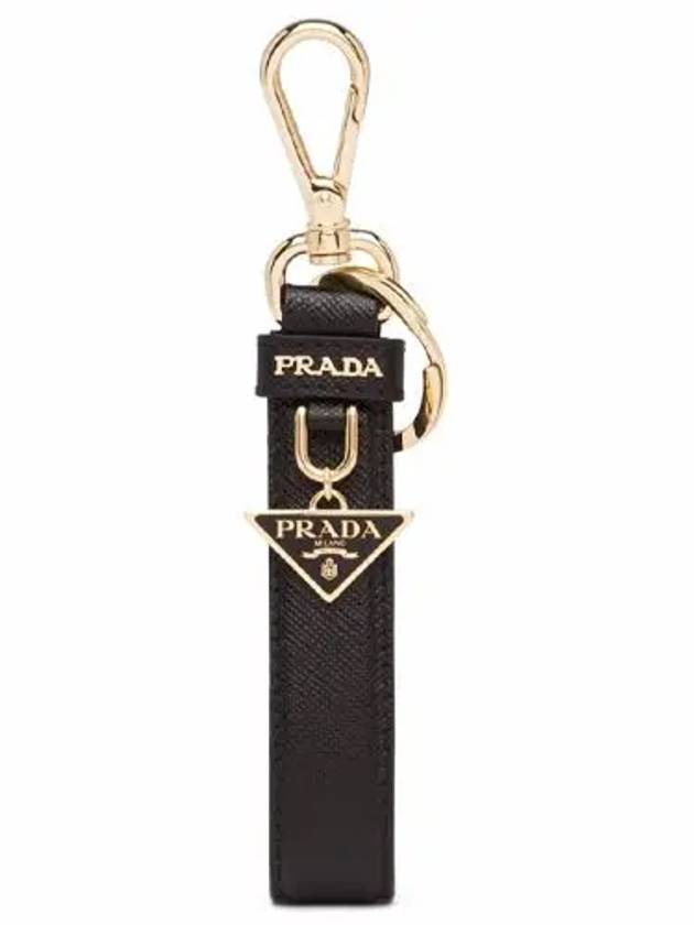 Saffiano Small Logo Charm Key Holder Black - PRADA - BALAAN 2