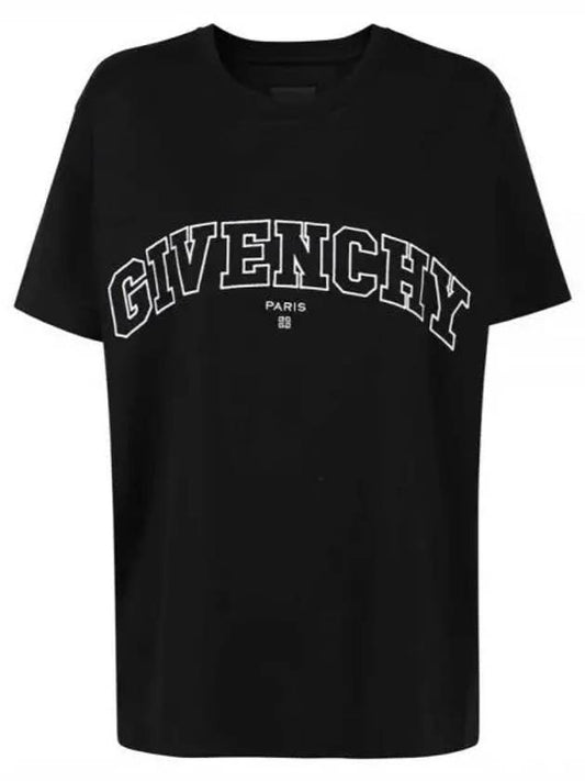 College Embroidered Logo Short Sleeve T-Shirt Black - GIVENCHY - BALAAN 2