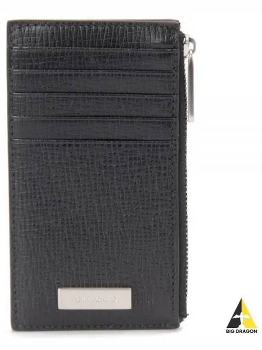 Metal Plate Zipper Card Wallet Black - SALVATORE FERRAGAMO - BALAAN 2