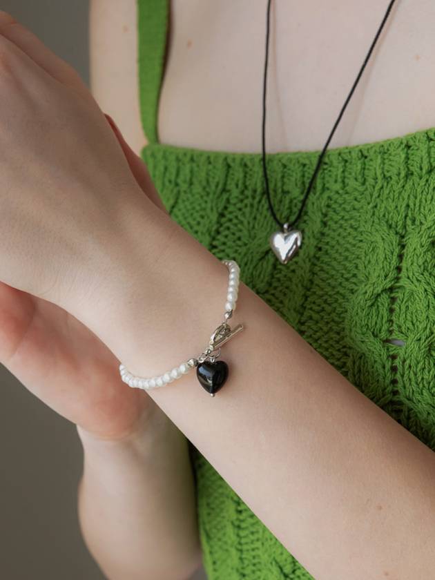 Pearl Heart Point Bracelet Black - SOSOO - BALAAN 2