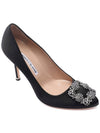 Hangisi Satin Jewel Pumps Heel Black - MANOLO BLAHNIK - BALAAN 4