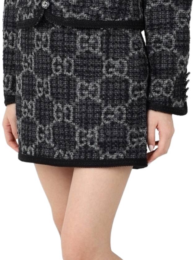 Women's GG Monogram Tweed A-Line Skirt Dark Grey - GUCCI - BALAAN 3