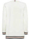 Cricket Stripe Lightweight Textured Cotton V-Neck Cardigan White - THOM BROWNE - BALAAN 3