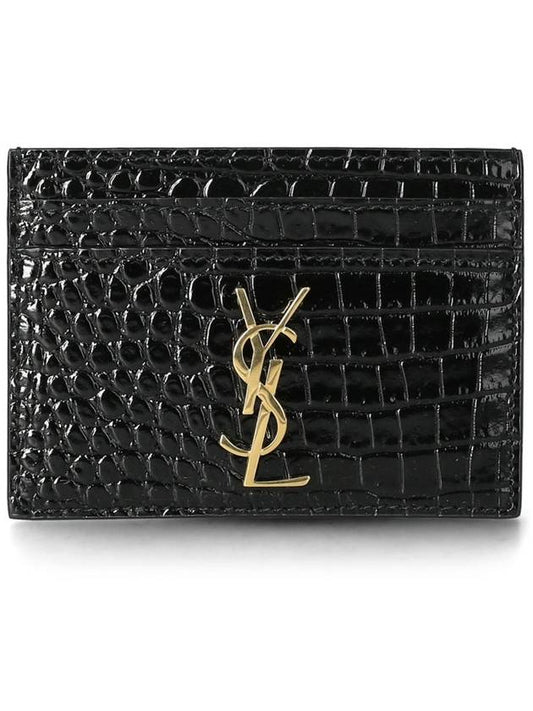 Cassandre Crocodile Embossed Leather Card Wallet Black - SAINT LAURENT - BALAAN 2