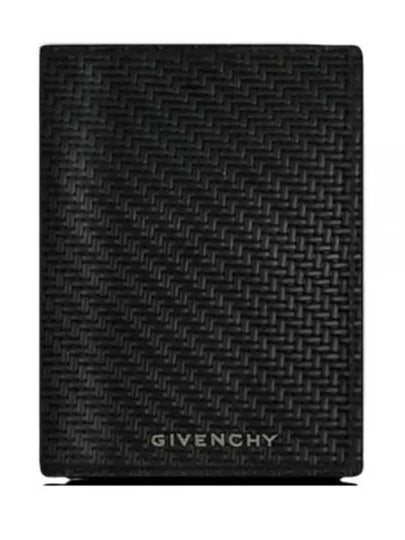 Braided Effect Leather Half Wallet Black - GIVENCHY - BALAAN 2