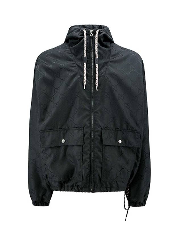 Men's Allover Logo Hooded Jacket Black - GUCCI - BALAAN 2