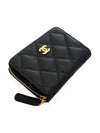 Classic Zipped Coin Purse Grained Calfskin & Gold Black - CHANEL - BALAAN 4