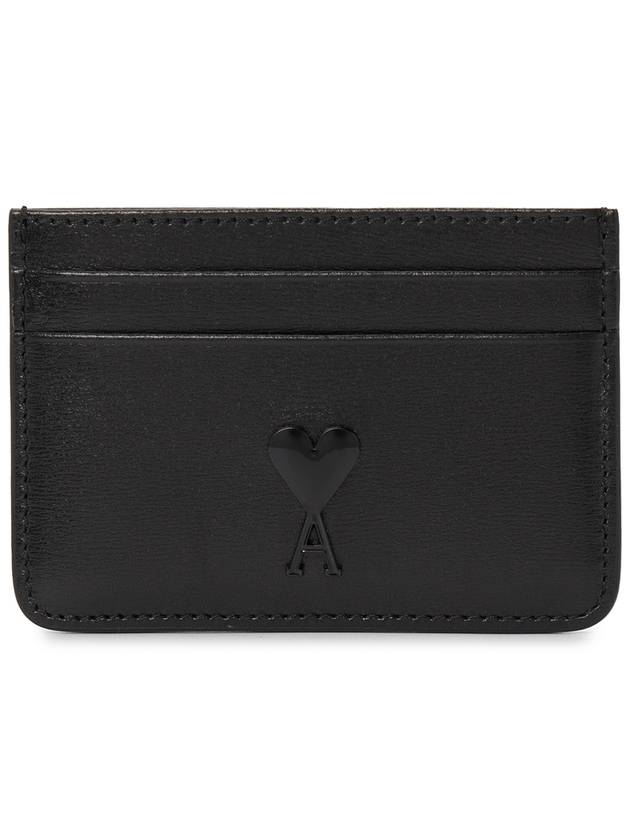 Heart Logo Leather Card Wallet Black - AMI - BALAAN 2