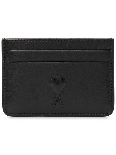 Heart Logo Leather Card Wallet Black - AMI - BALAAN 2